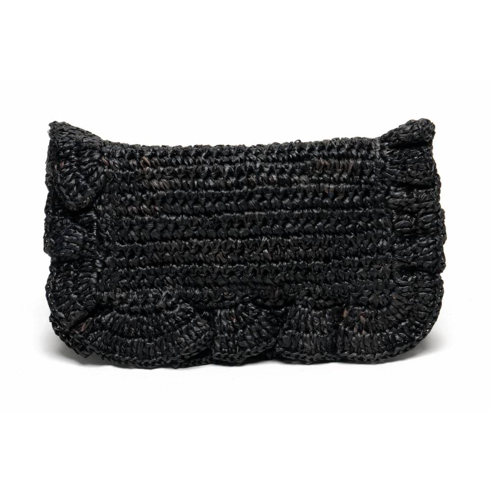 NEW LAGGO women's riwana raffia ruffle clutch in black